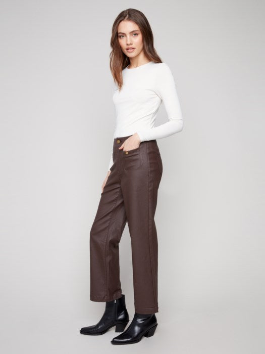 Charlie B Mocha Wax Flared Pants
