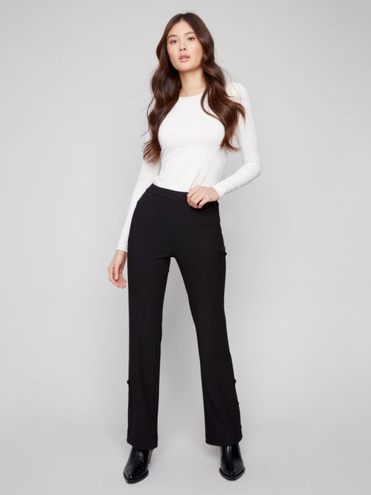 Charlie B Black Gutsy Crepe Flare Pants