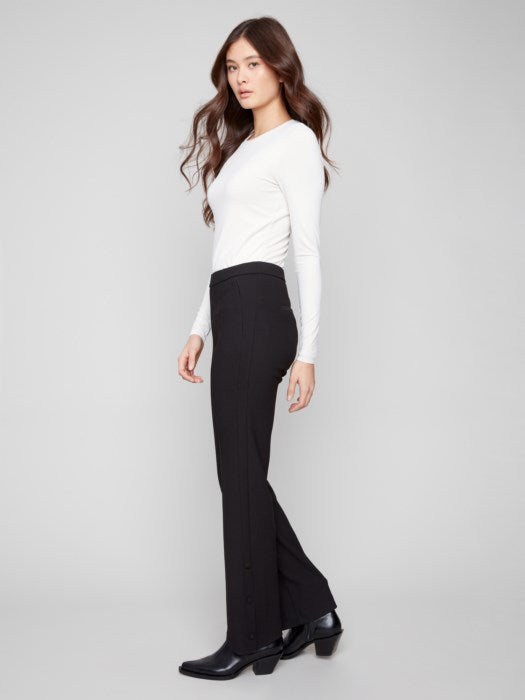 Charlie B Black Gutsy Crepe Flare Pants