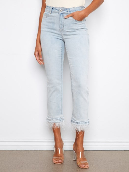 Charlie B Cropped Jeans With Removable Feather Hem