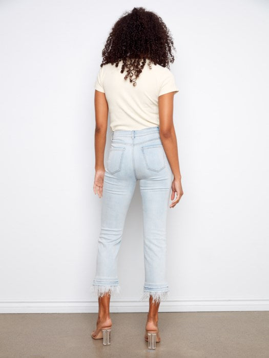 Charlie B Cropped Jeans With Removable Feather Hem