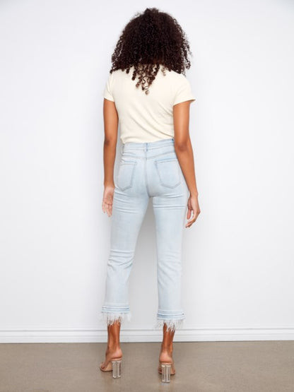 Charlie B Cropped Jeans With Removable Feather Hem