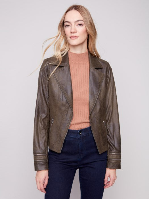 Charlie B Spruce Vintage Faux Leather Jacket