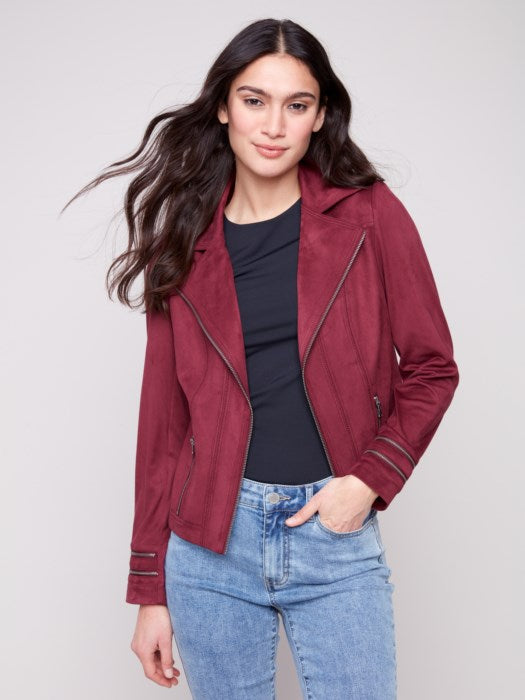 Charlie B Cabernet Vintage Faux Suede Jacket