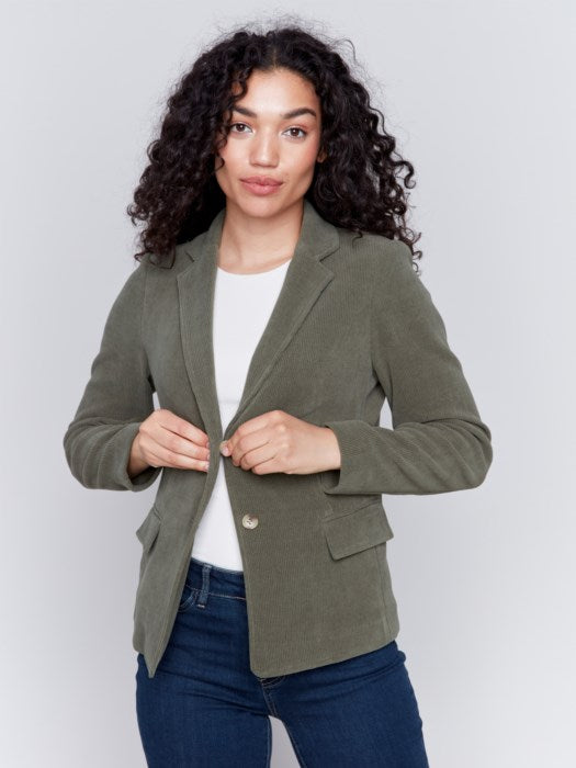 Charlie B Spruce Corduroy Blazer with Pockets