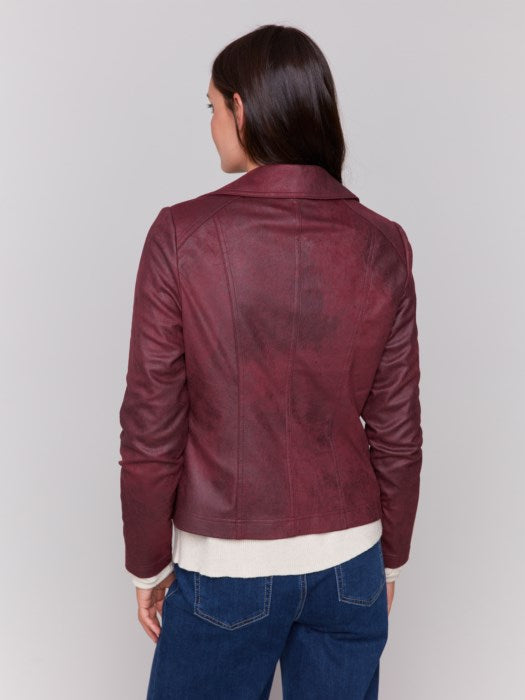 Charlie B Cabernet Vintage Faux Leather Perfecto Jacket