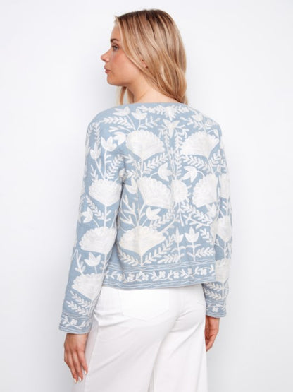Charlie B Embroidered Open Front Jacket