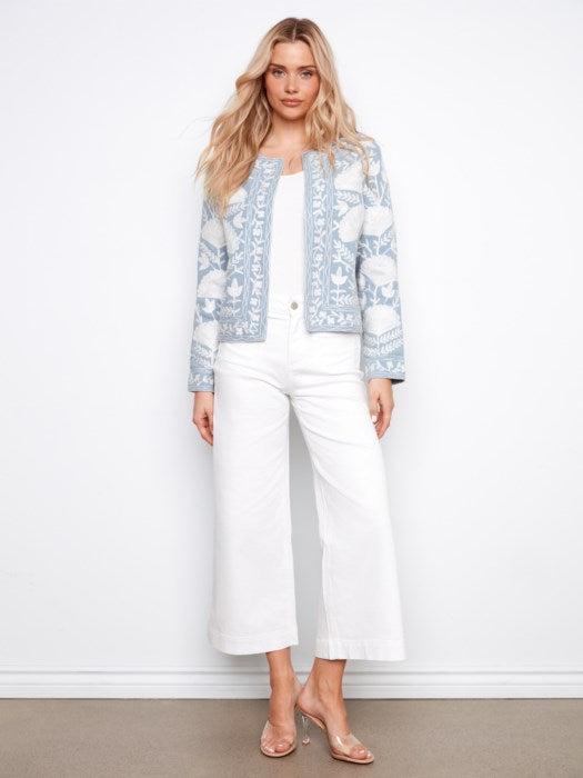 Charlie B Embroidered Open Front Jacket