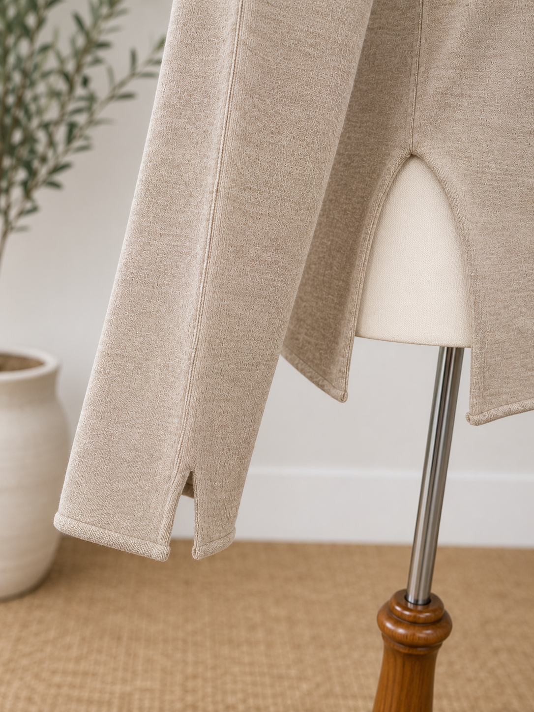 Charlie B Heathered Walnut Long Sleeve V-neck Sweater