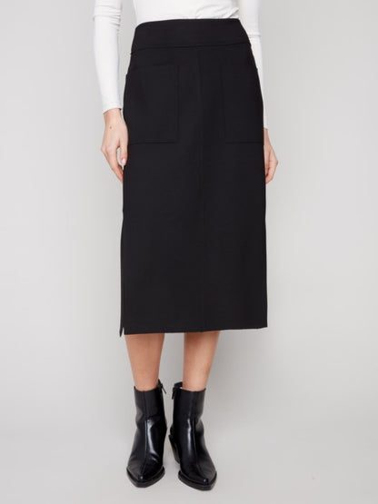 Charlie B Black Gutsy Crepe Skirt With Patch Pockets