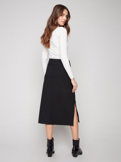 Charlie B Black Gutsy Crepe Skirt With Patch Pockets