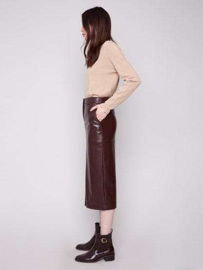 Charlie B Cabernet Faux Leather Midi Skirt
