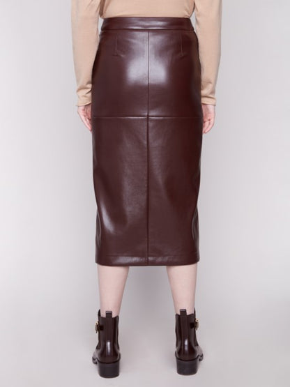 Charlie B Cabernet Faux Leather Midi Skirt
