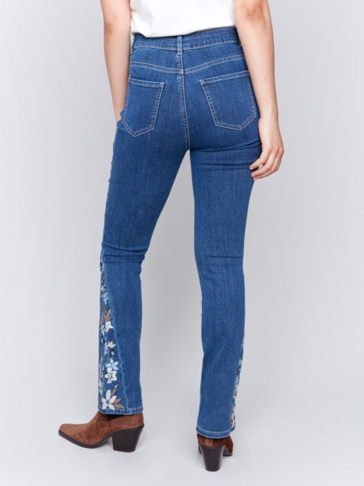 Charlie B Bootcut Jeans with Floral Embroidery