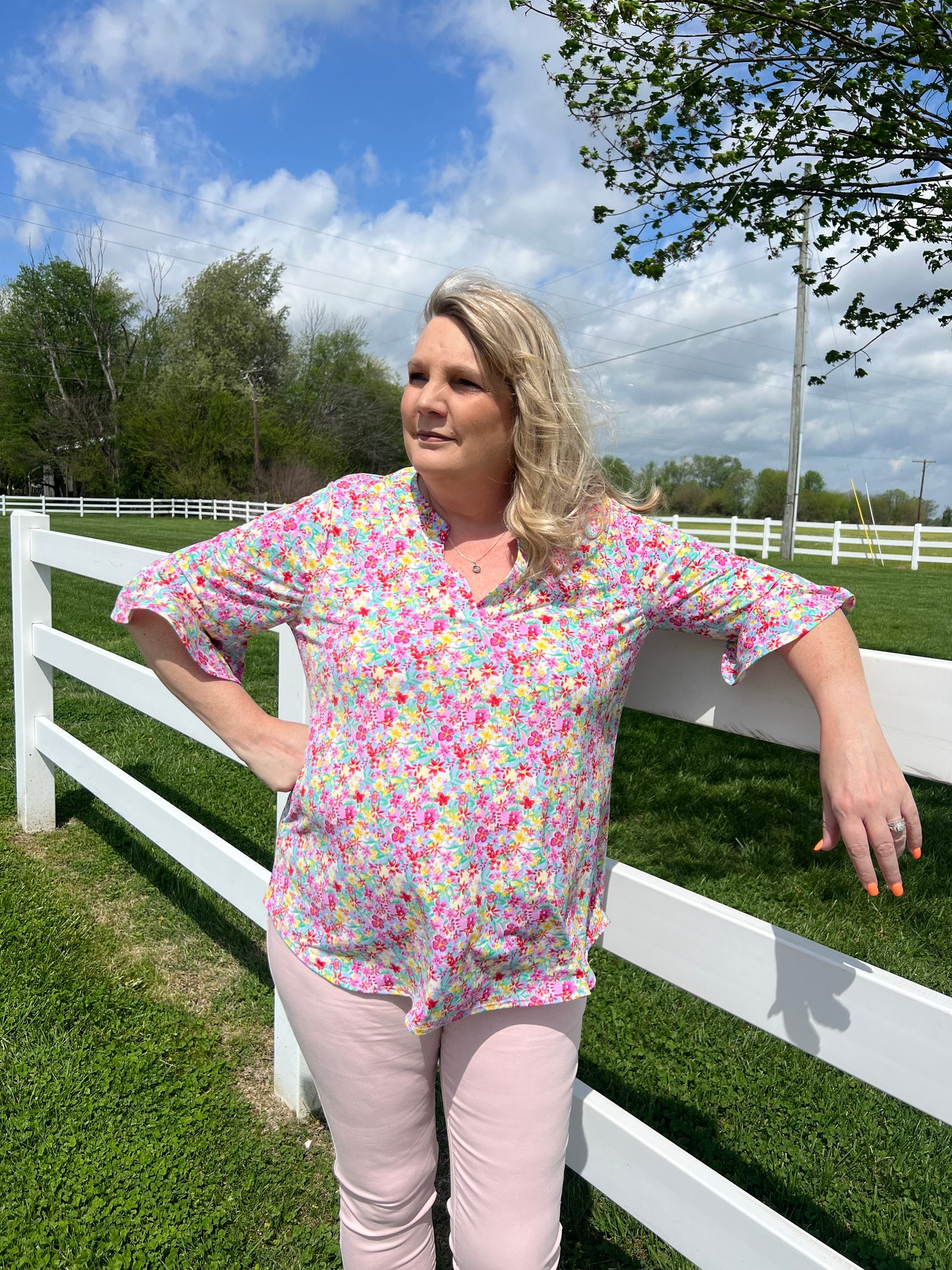 Faith Blouse with Medallion Print - Lavender Multi Print