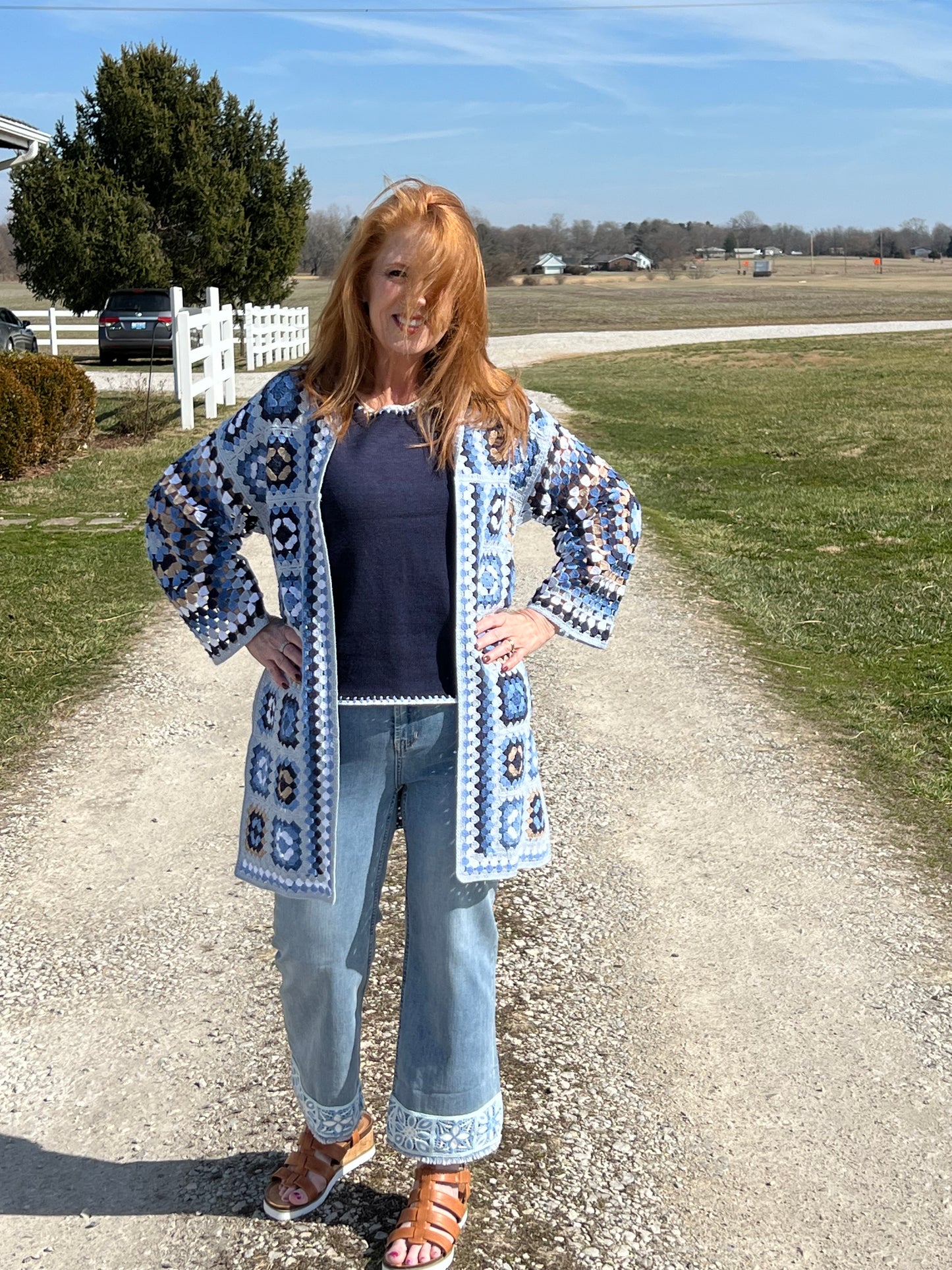 Sleeveless Knit Top with Contrast Crochet Edge