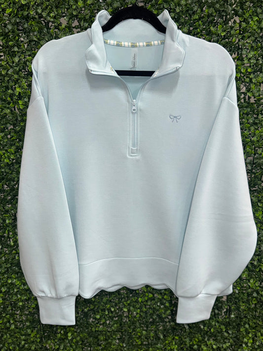 Simply Southern Scalloped Pullover - Light Blue