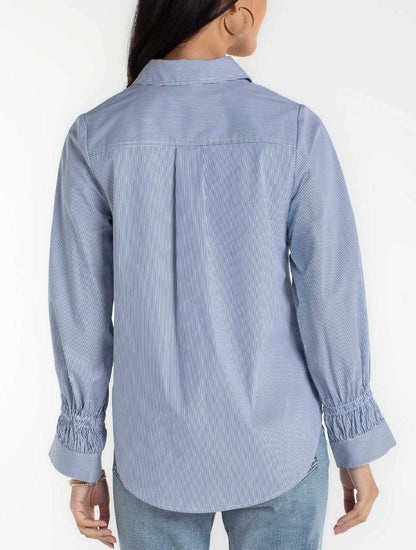 Liverpool Adjustable Sleeve Button Front Woven Top