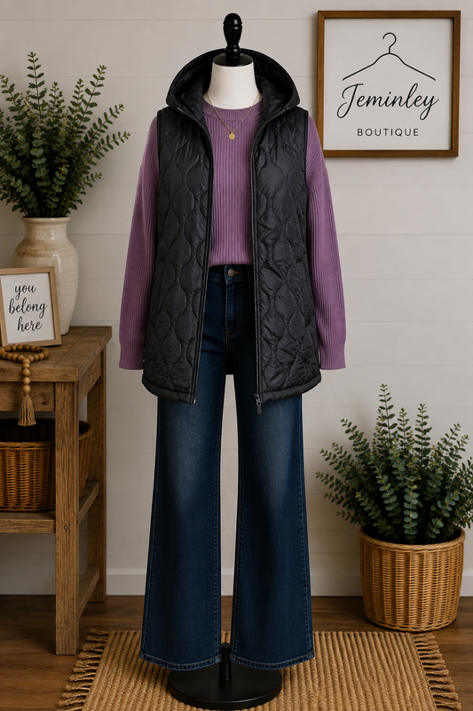 Keren Hart Plus Long Quilted Vest
