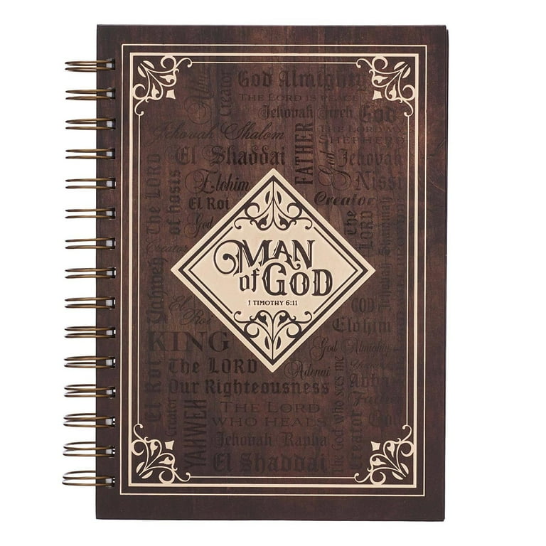 Man Of God Large Wirebound Journal in Brown - 1 Timothy 6:11