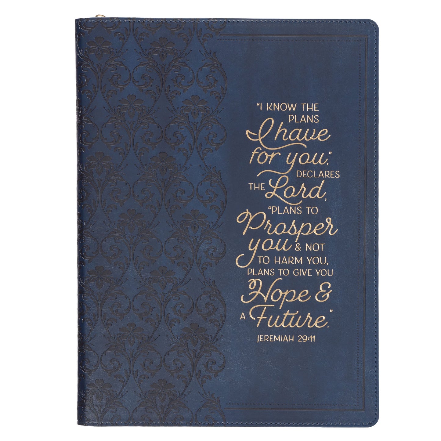 I Know the Plans Flowering Trellis Navy Blue Faux Leather Executive Padfolio - Jeremiah 29:11