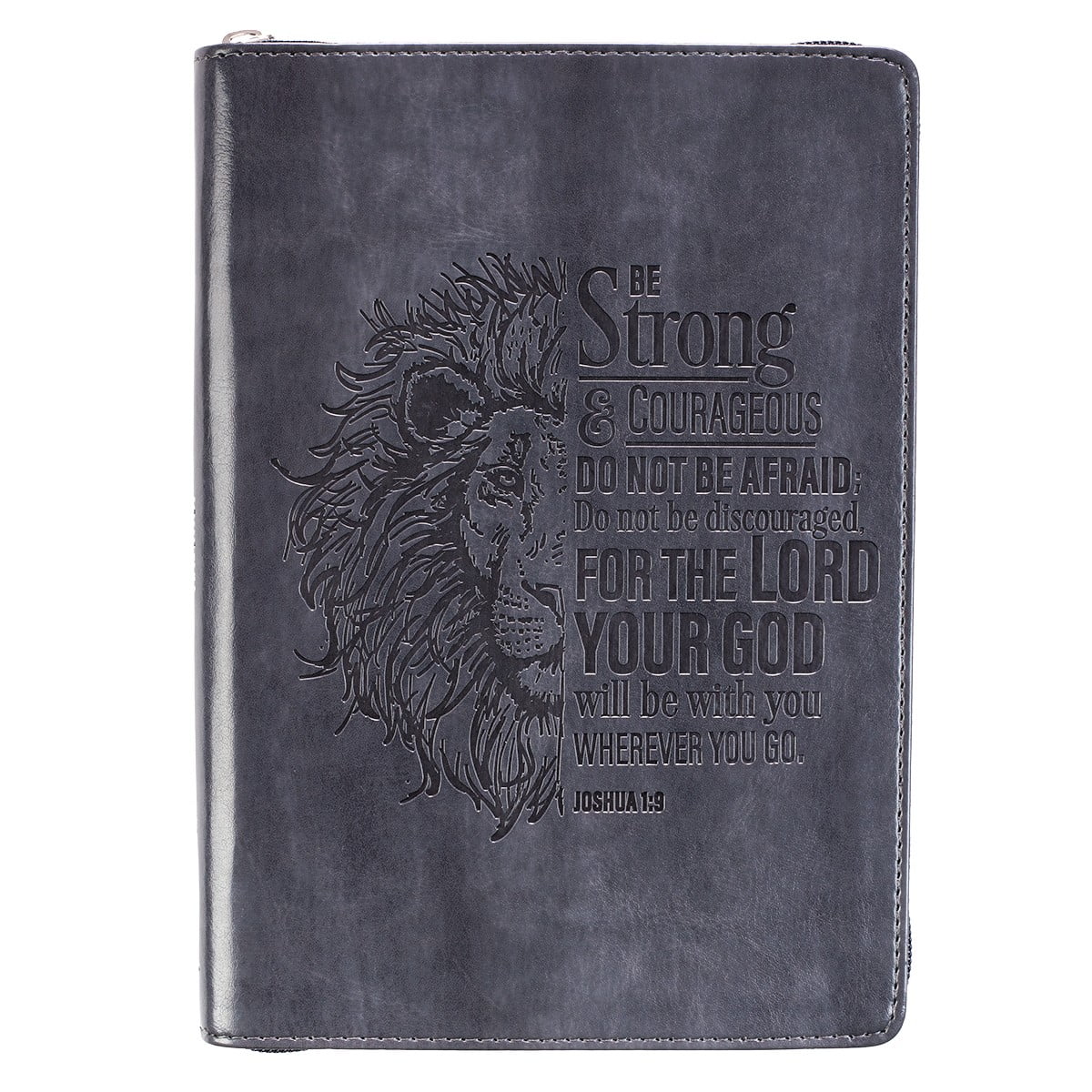 Be Strong and Courageous Gray Faux Leather Executive Padfolio - Joshua 1:9