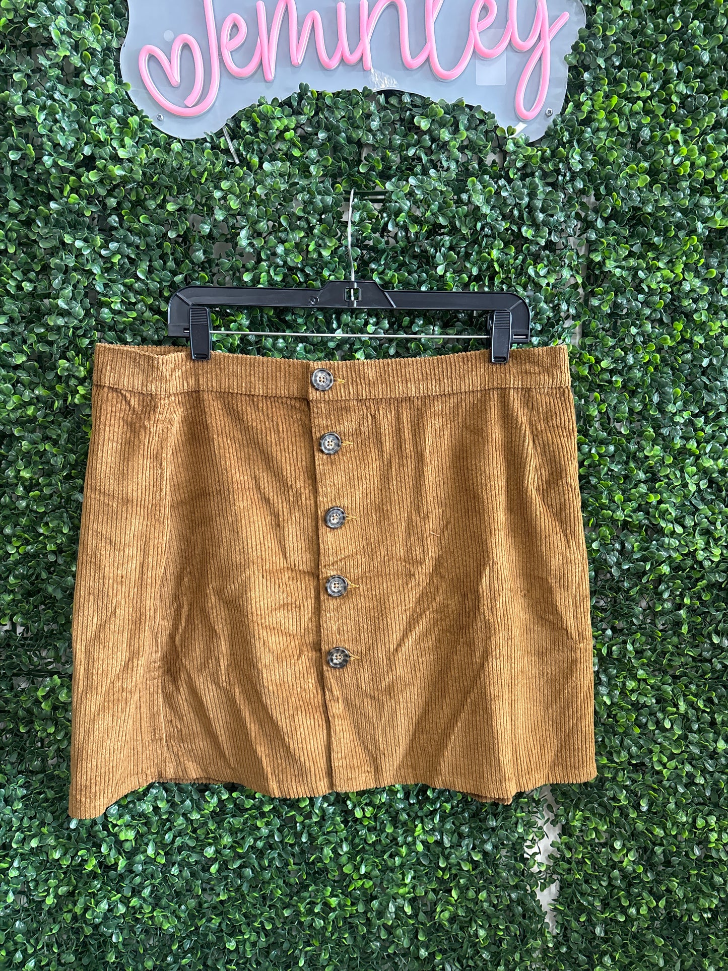 Keren Hart Carmel Corduroy Skirt With Buttons