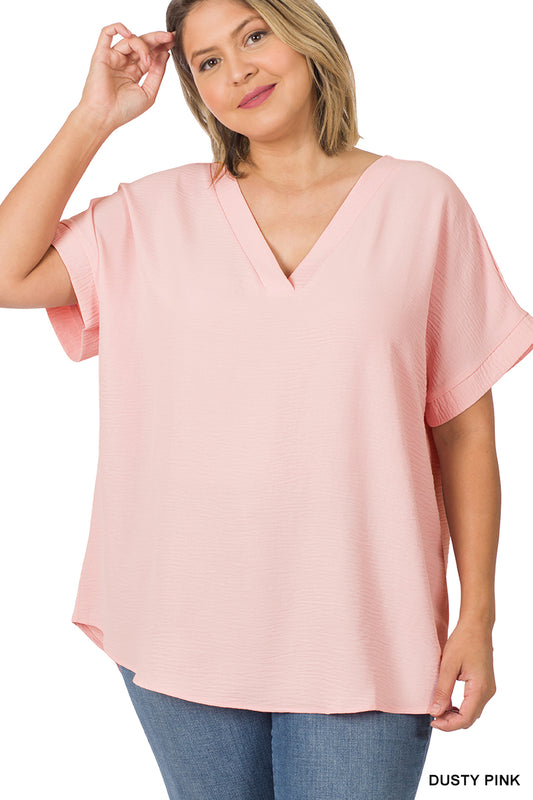 V-Neck Airflow Top in sizes Small to XL - Pink