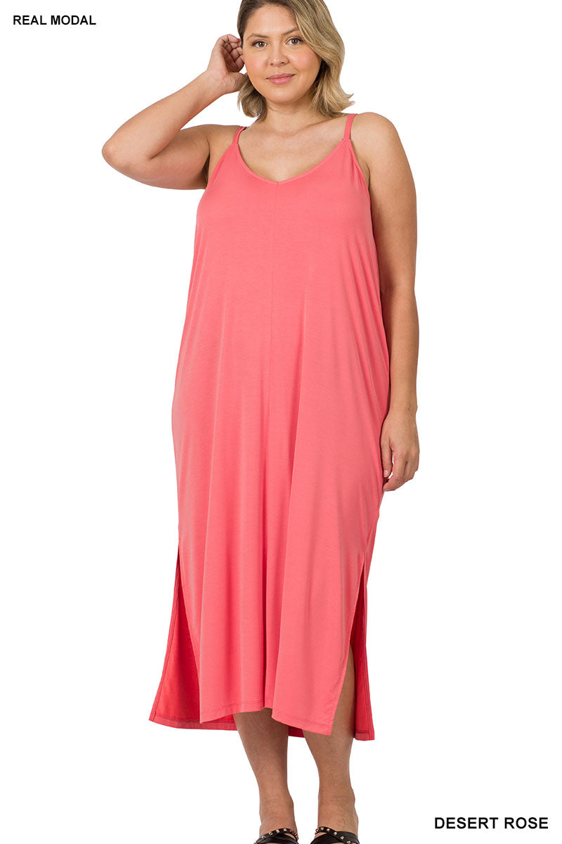 Plus V-neck Cami Midi Dress