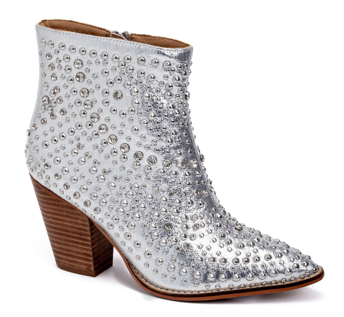 Corkys Line Dance in Silver Crinkle Metallic