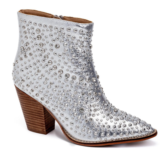 Corkys Line Dance in Silver Crinkle Metallic