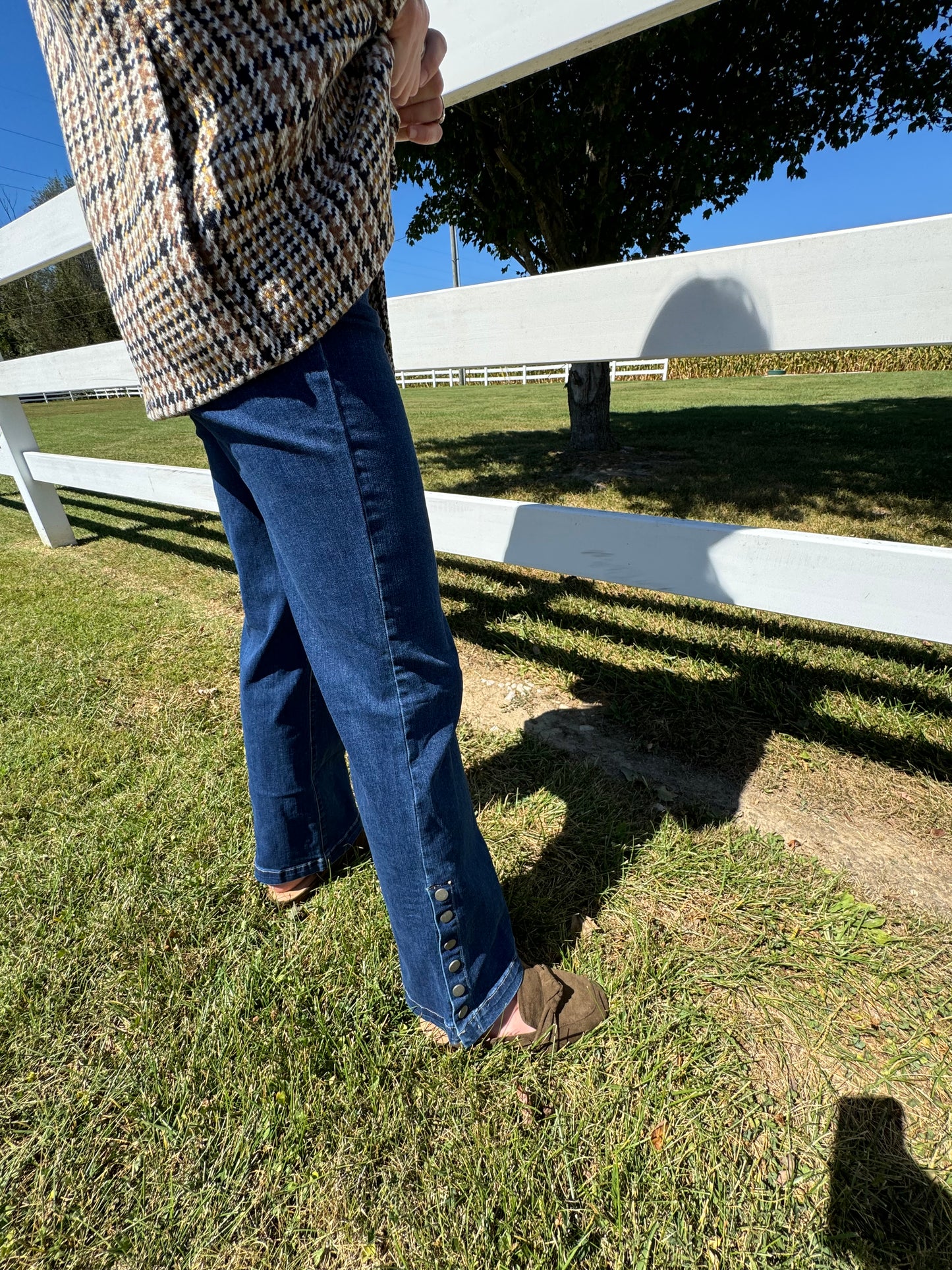 Charlie B  Flare Jeans with Side Buttons