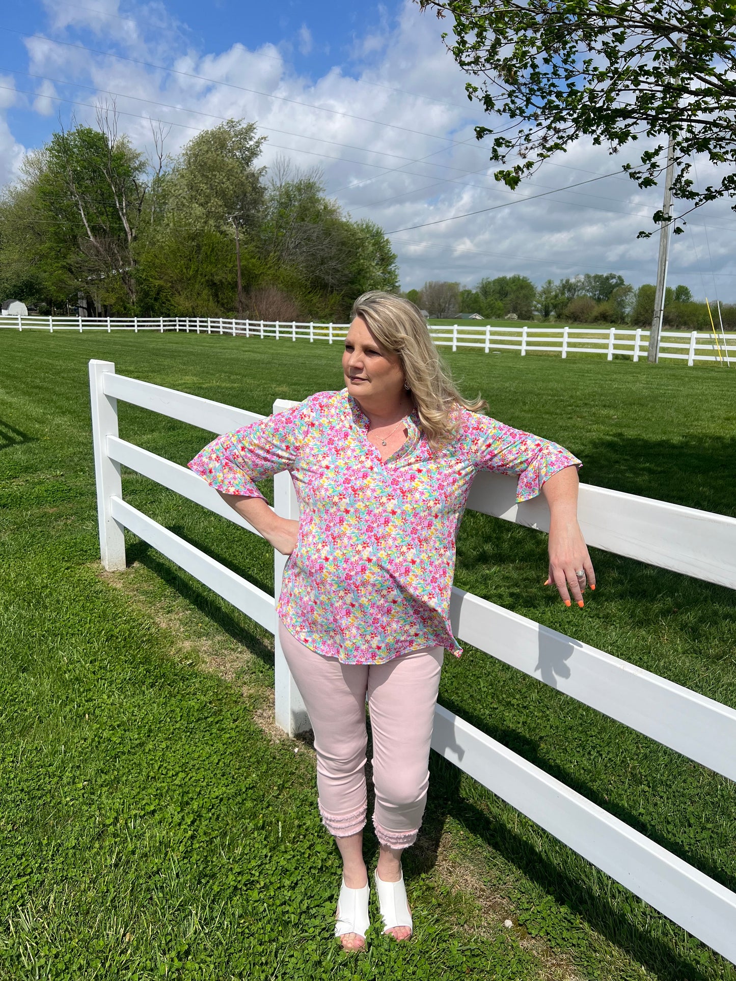 Faith Blouse with Medallion Print - Lavender Multi Print