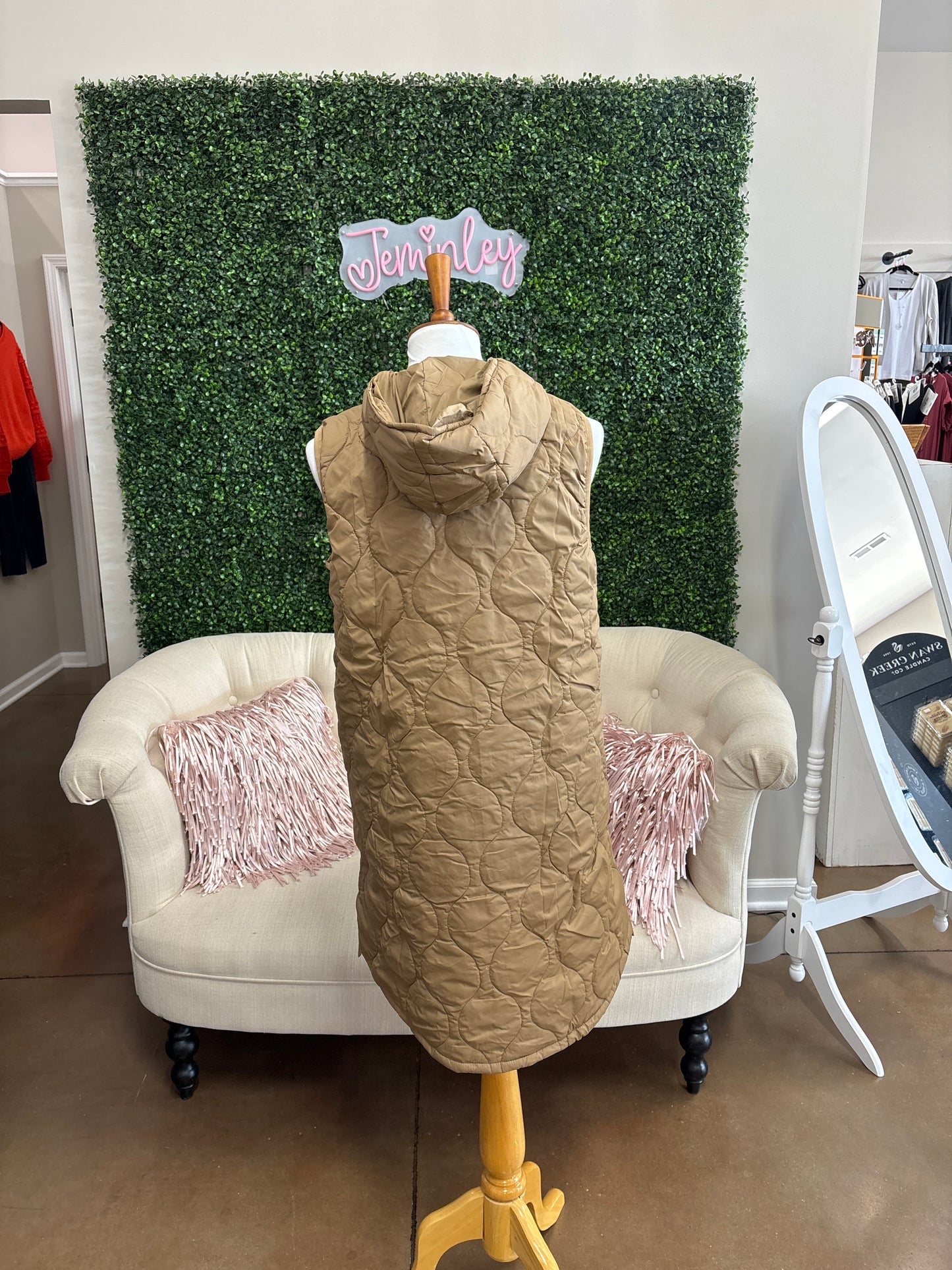 Keren Hart Long Taupe Vest