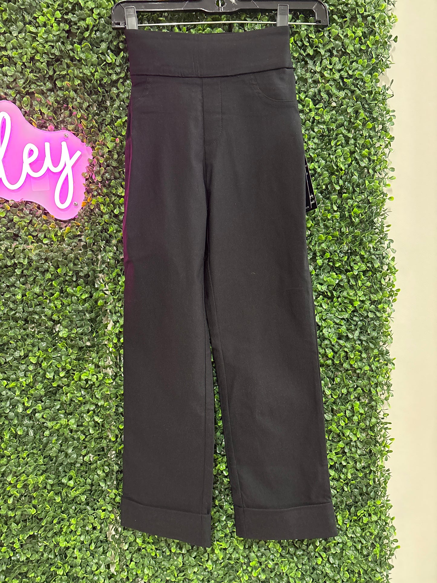 Charlie B Black Stretch Pull-On Petite Pants