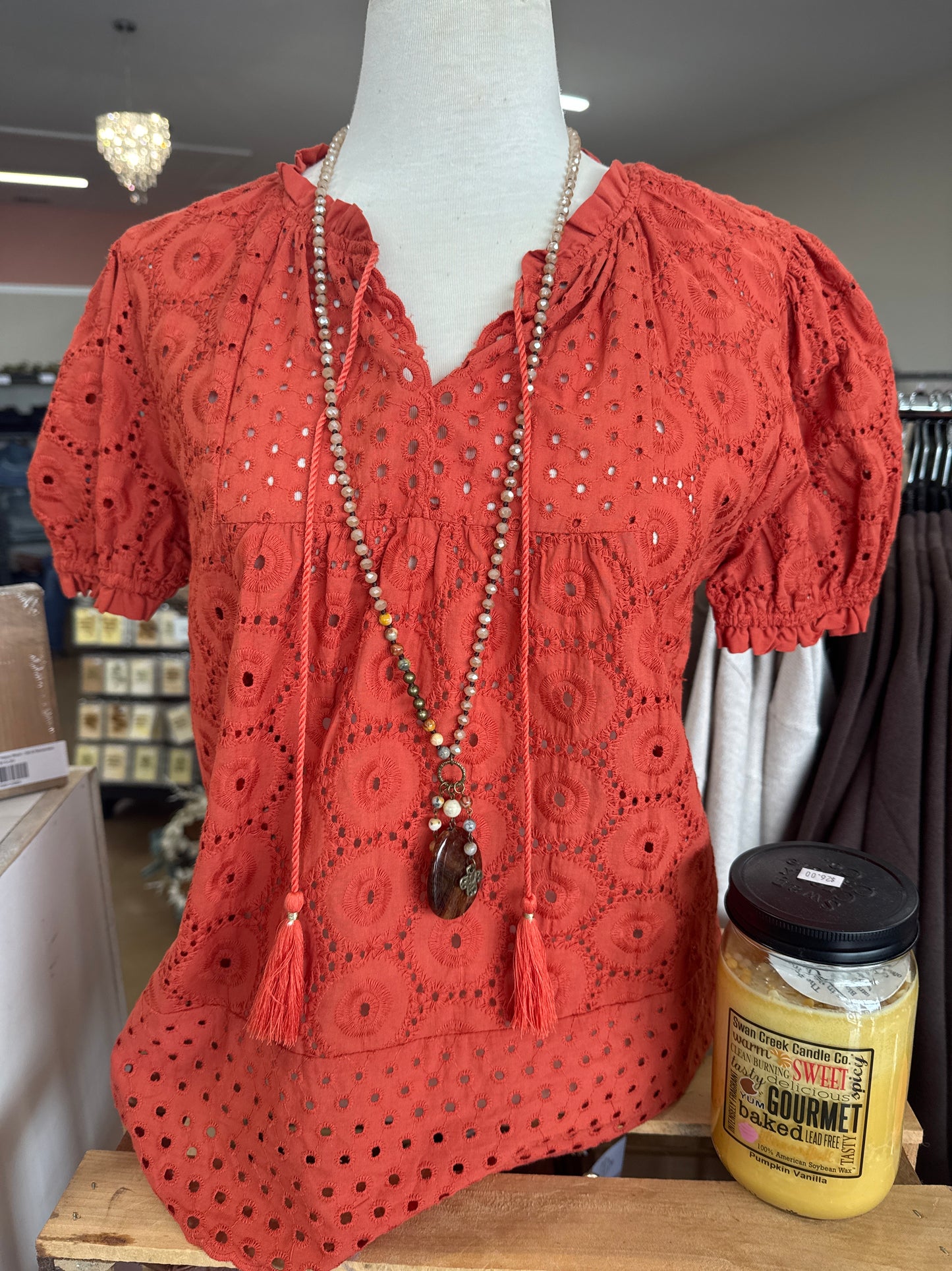 Keren Hart Fall Top with Eyelet Detail
