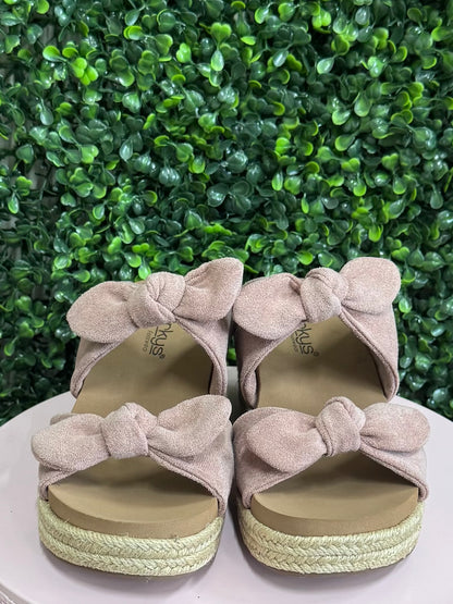 Corkys Tie The Knot Wedge - Blush Faux Suede