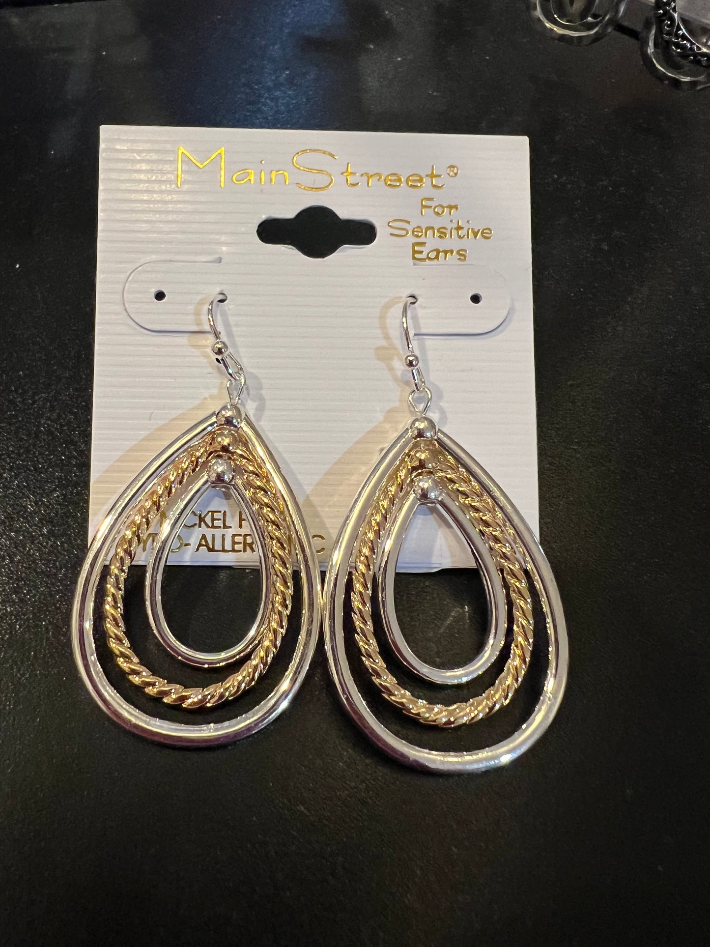 Silver and gold teardrop earrings #22