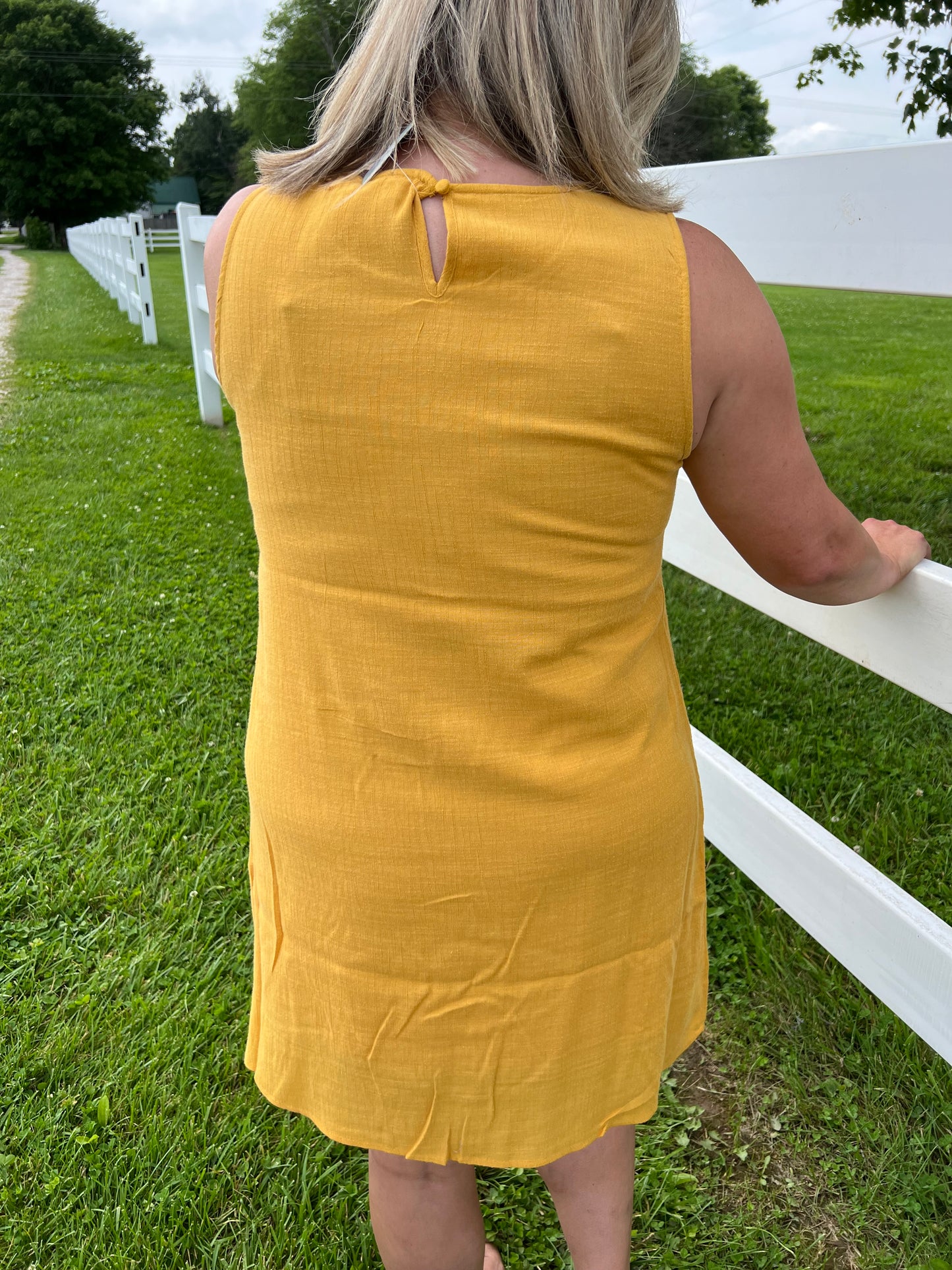 Keren Hart Lined Mustard Dress