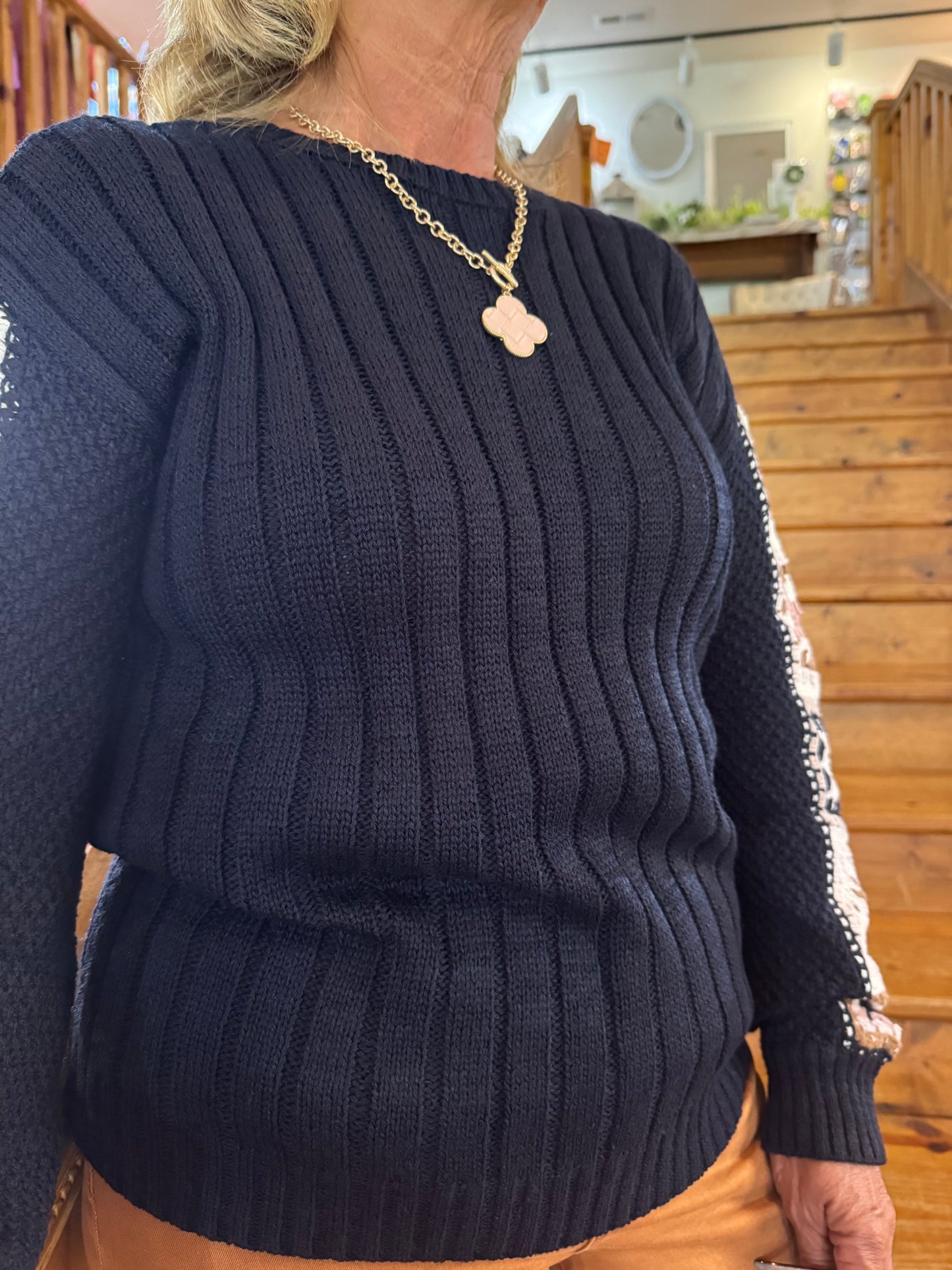 Charlie B Crochet Long Sleeve Sweater