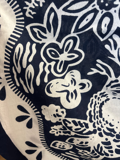 Keren Hart Navy Floral Print Midi Skirt