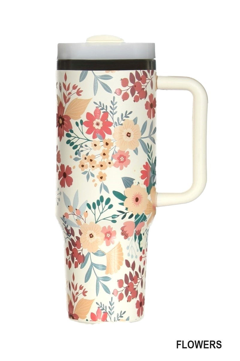 Floral 40 oz Stainless Steel Tumbler