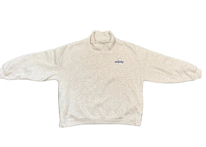 Vintage heather gray Kentucky crewneck sweatshirt with a small embroidered Kentucky logo on the front chest, oversized one-size fit, and large Kentucky lettering on the back.