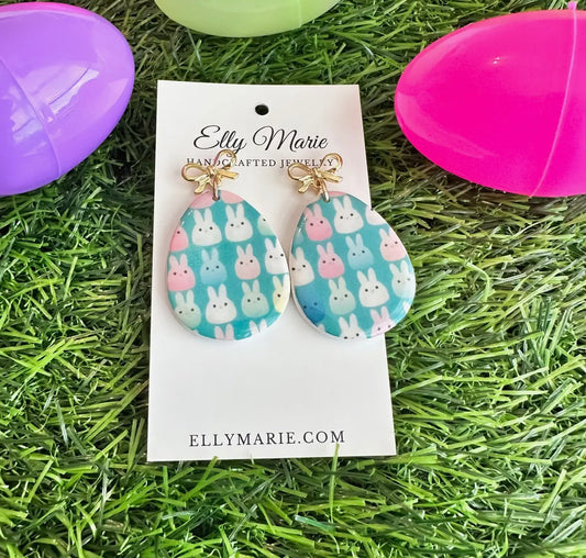 Easter Egg Dangle Clay Earrings