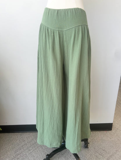 Carole Christian Cotton Gauze Pull On Pants