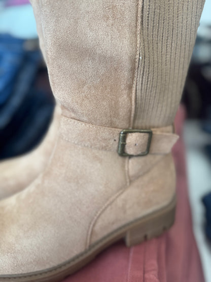 Corkys Hay There Tall Boots - camel faux suede - Wide calf