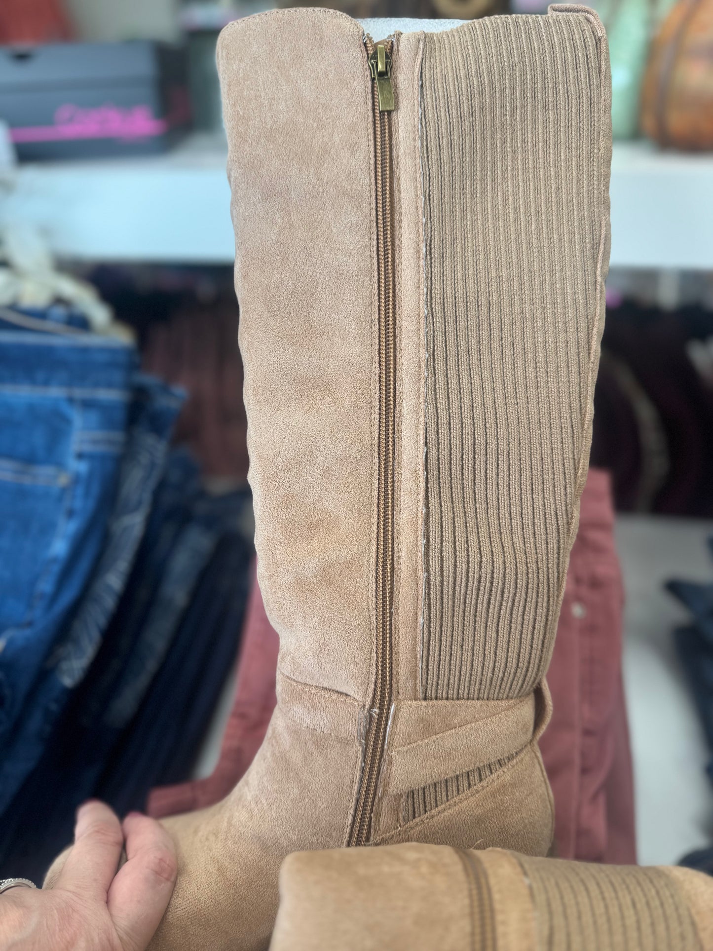 Corkys Hay There Tall Boots - camel faux suede - Wide calf