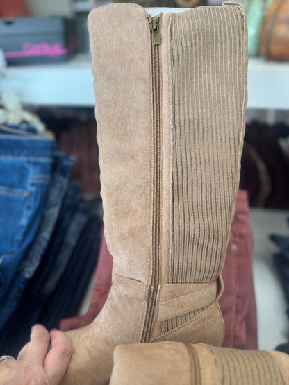 Corkys Hay There Tall Boots - camel faux suede - Wide calf