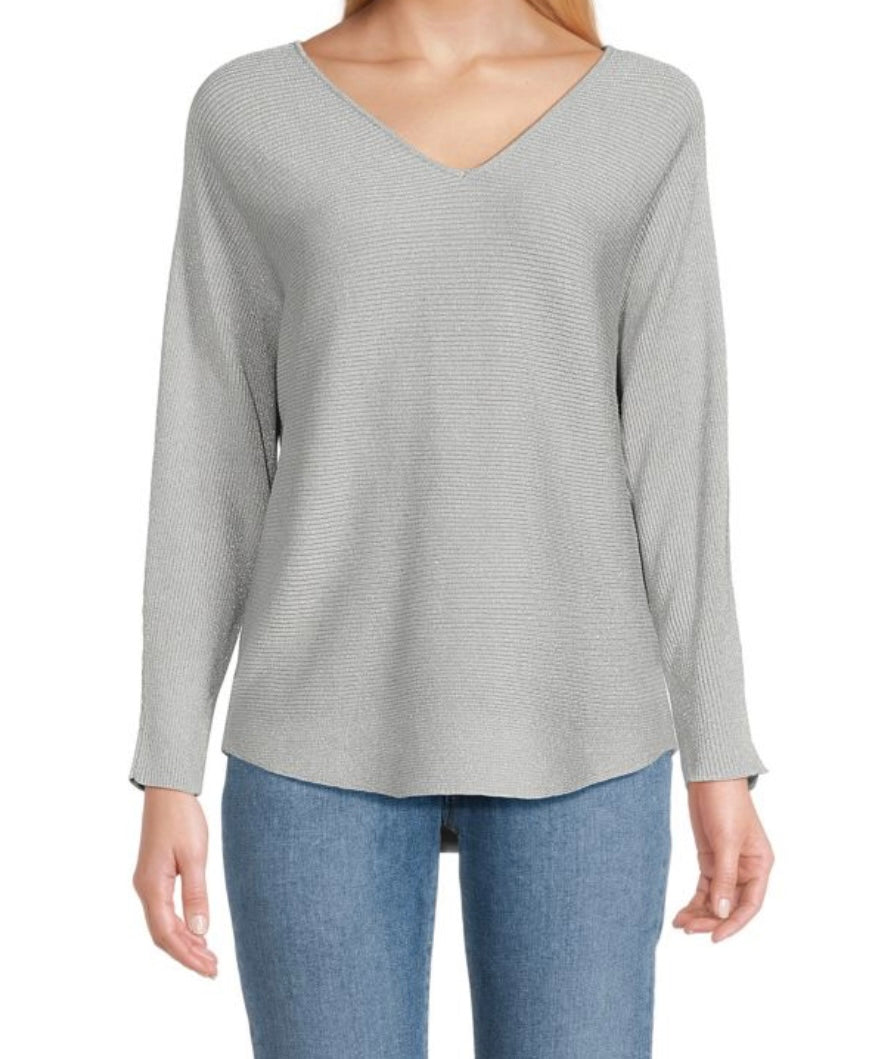 Ninety Clothing Co Glittery Ribbed Vneck Sweater