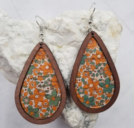 Fall Flower Wood Earrings